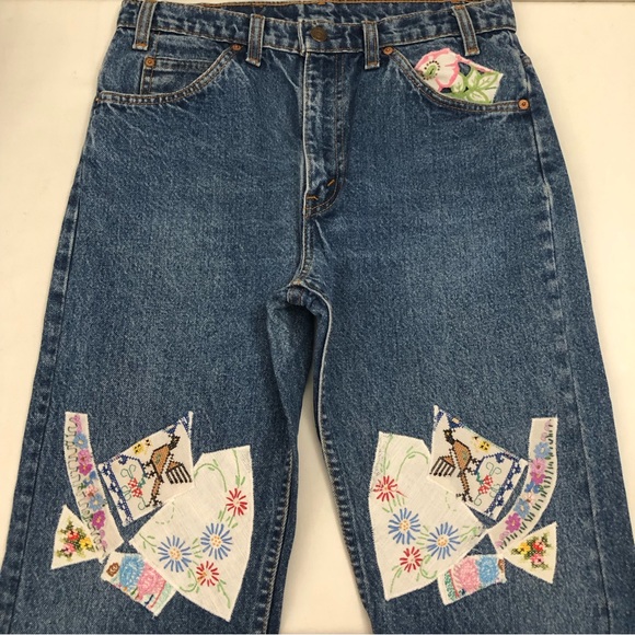 VTG Levis Orange Tab 505 Sz 30 ReDone Ankle Jeans - Picture 6 of 14